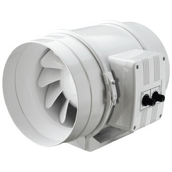 Ventilátor potrubný axiálny s termostatom, regulátorom otáčok a vyšším výkonom Ø 125 mm