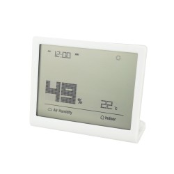 Digitálny LCD vlhkomer s teplomerom a hodinami Dalap THM, biely