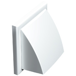 Plastová vetracia mriežka bez príruby so samotiažnou klapkou 154x154 mm, biela